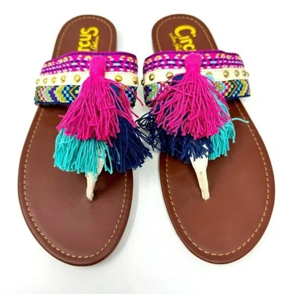 Cute Circus Flip Flops with Tassel Detail